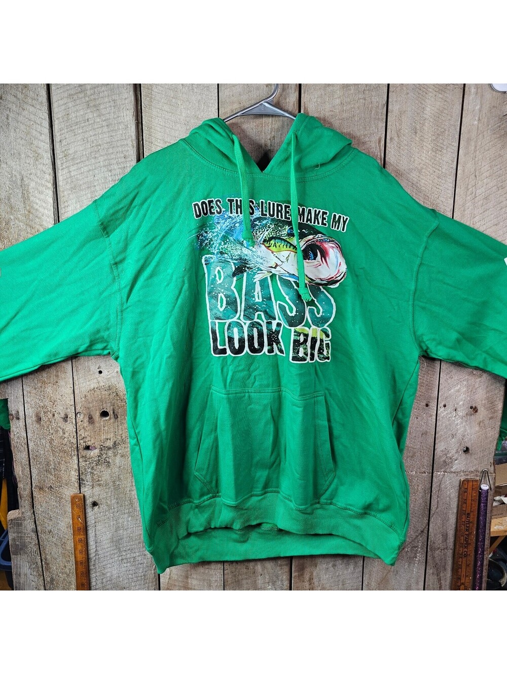 Return To Sender Men's 2X Green Bass Fishing Lure Graphic Pullover Hoodie